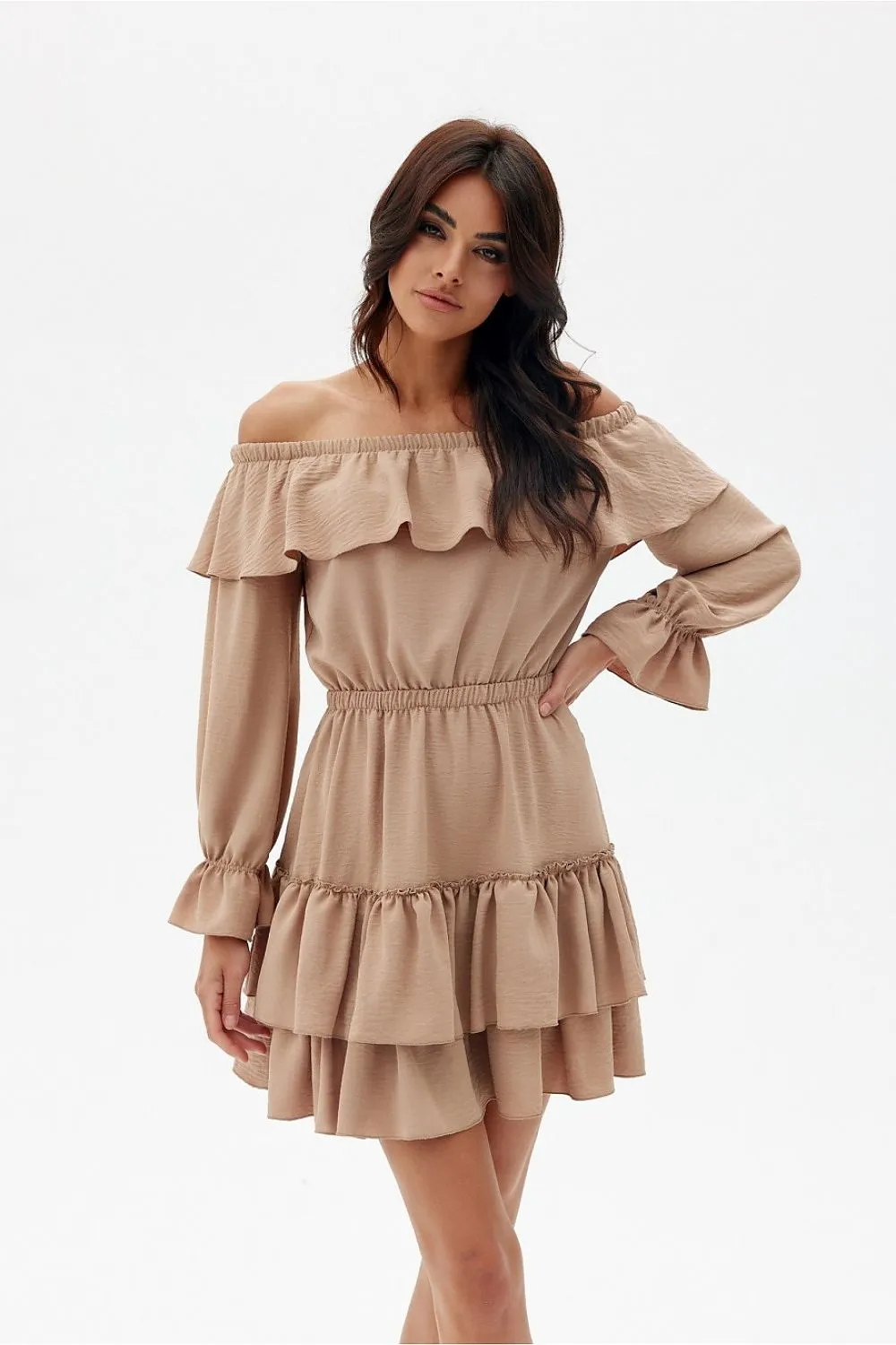 Ruffled Off-Shoulder Mini Dress