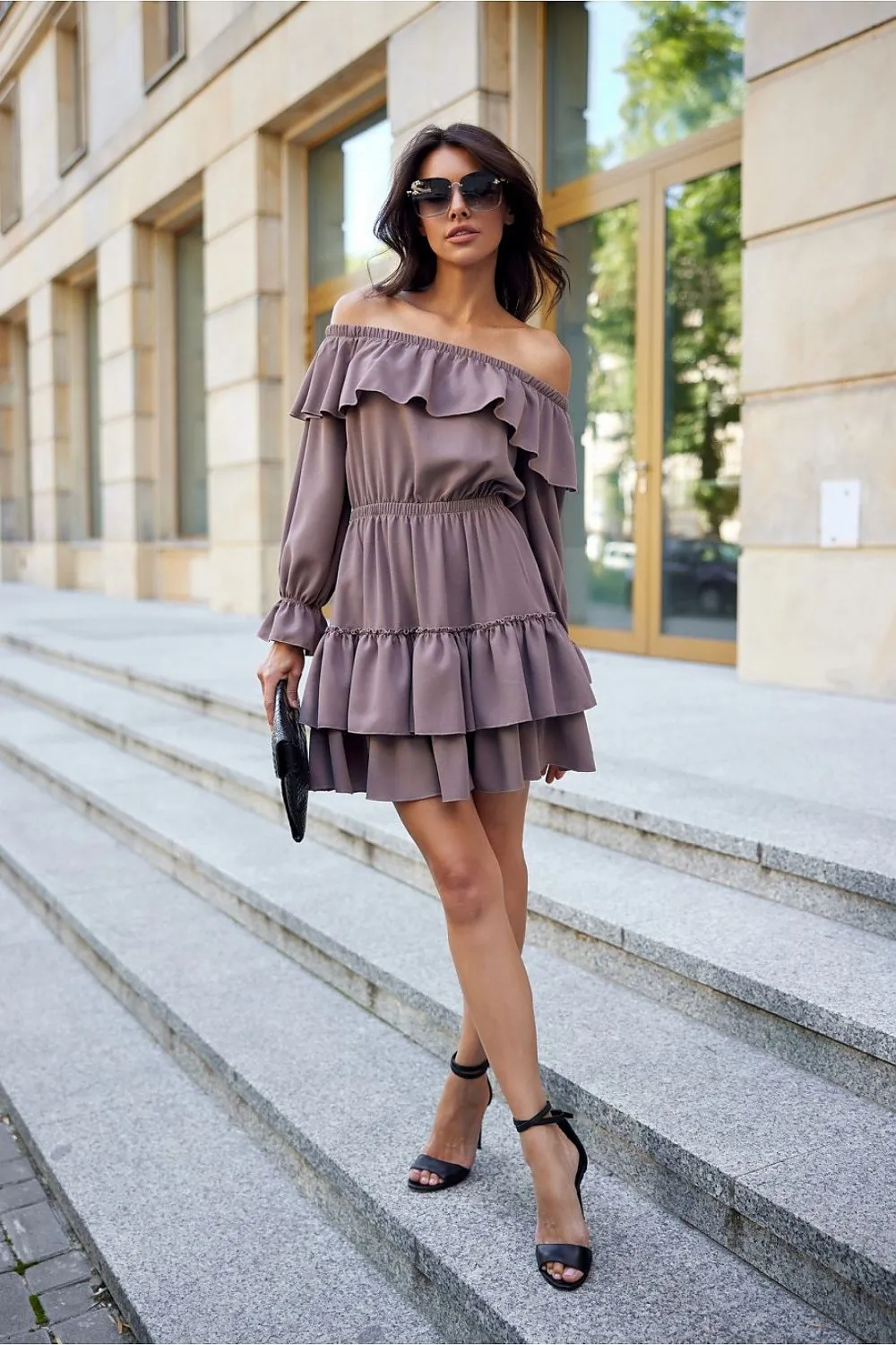 Ruffled Off-Shoulder Mini Dress
