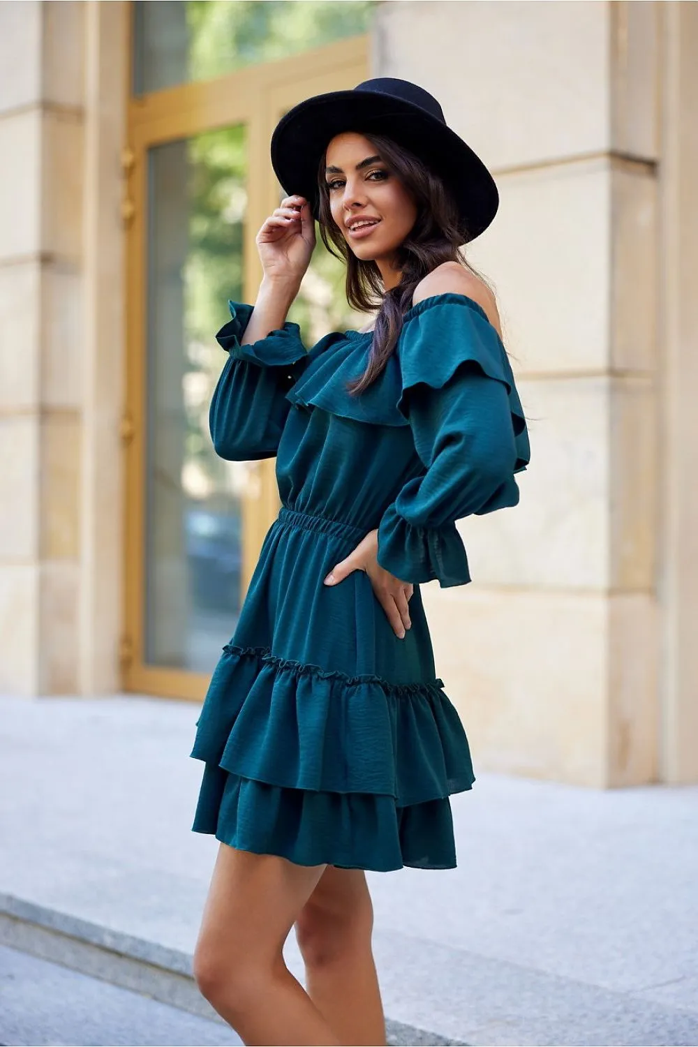 Ruffled Off-Shoulder Mini Dress