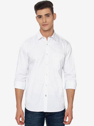 Snow White Printed Slim Fit Casual Shirt | JadeBlue