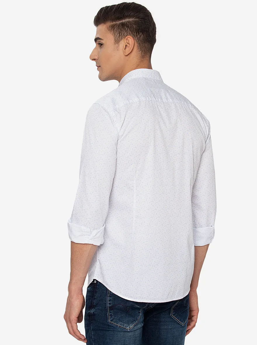 Snow White Printed Slim Fit Casual Shirt | JadeBlue