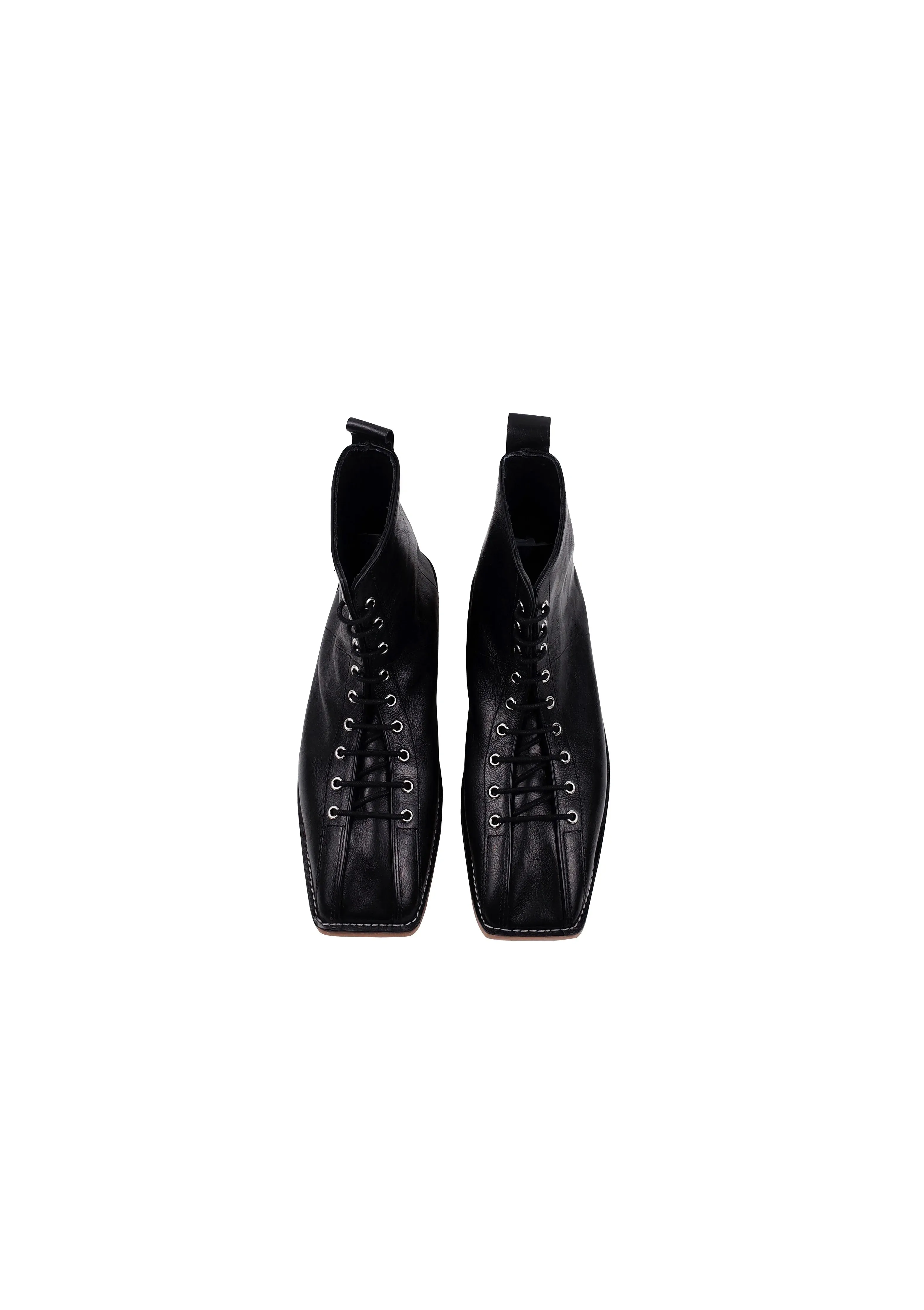 Square Toe Lace-Up Flat Boots
