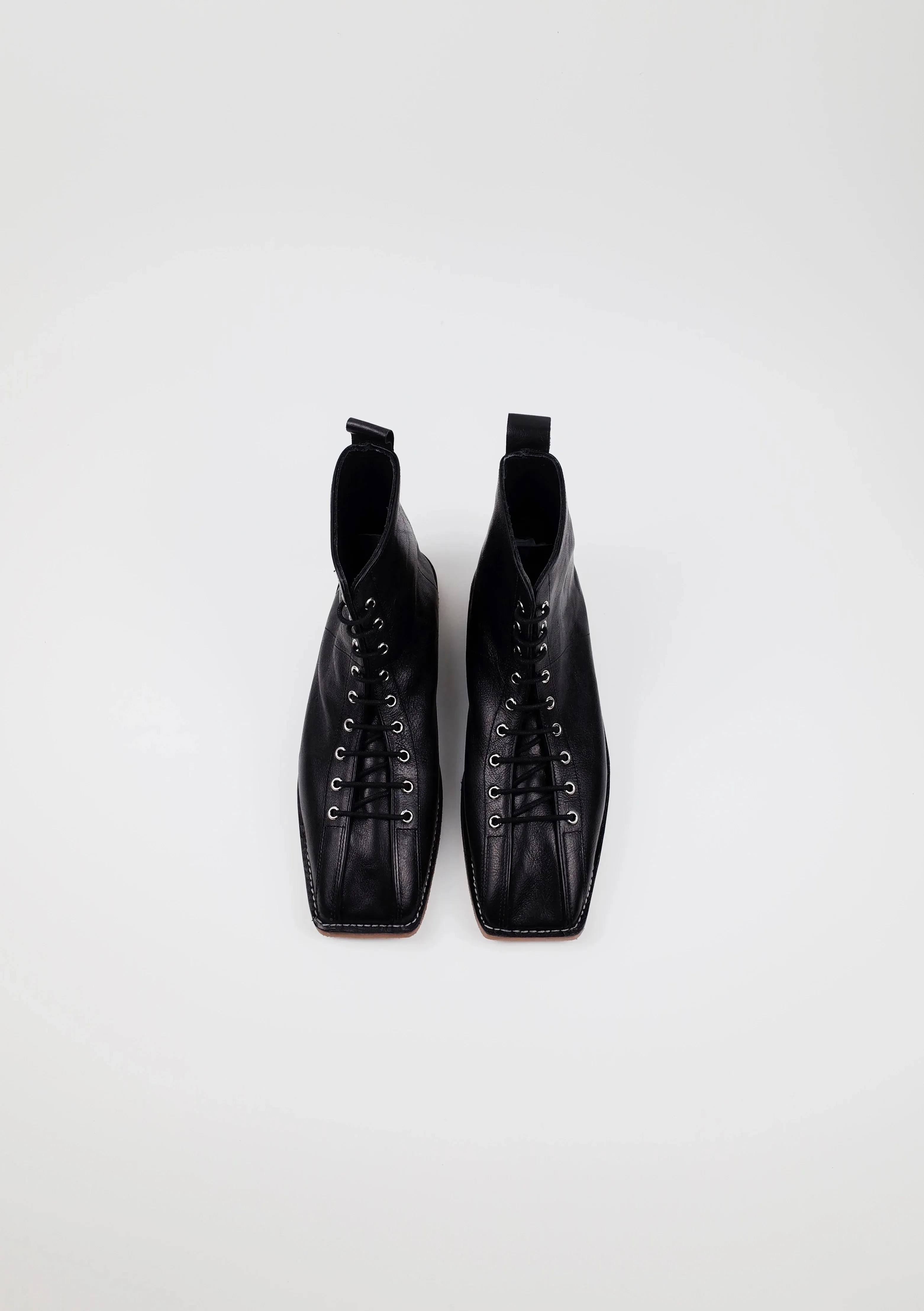Square Toe Lace-Up Flat Boots