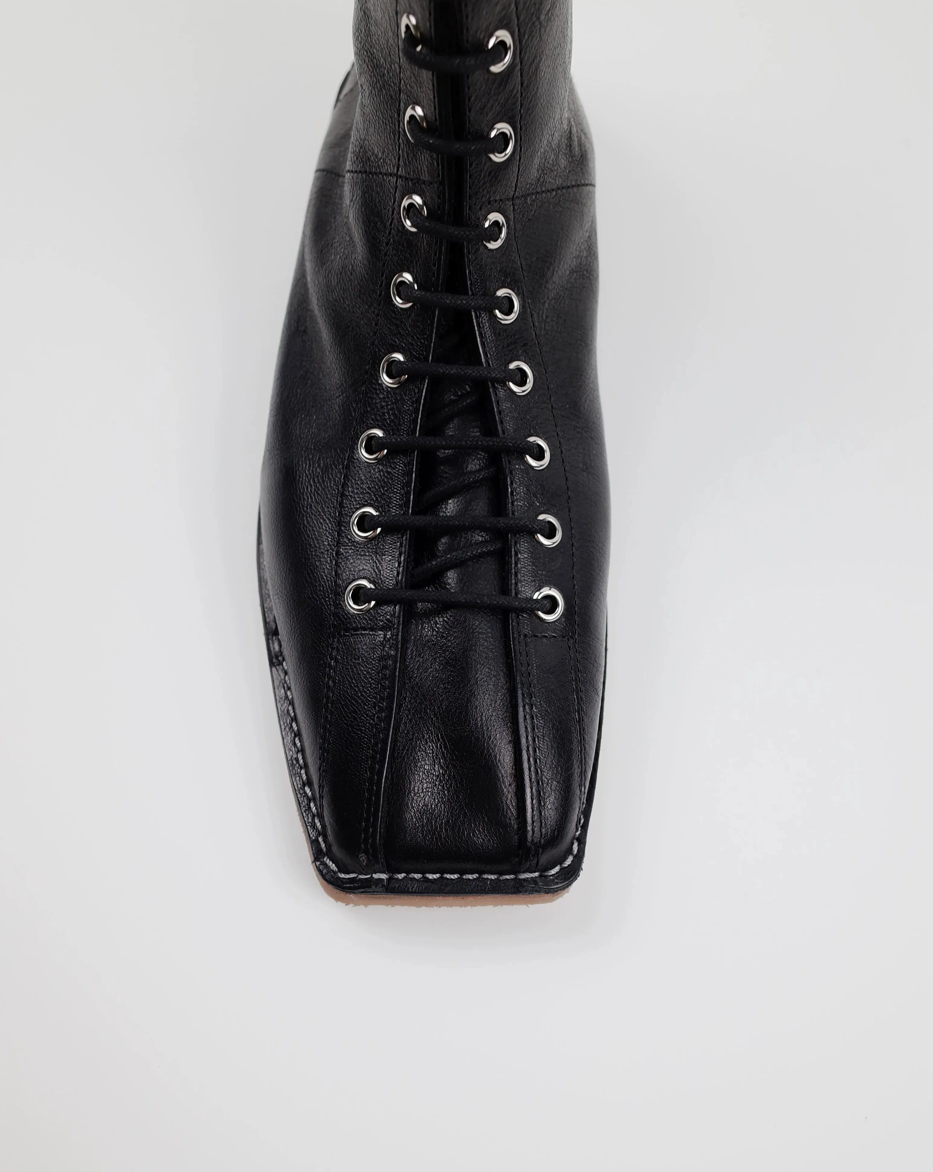 Square Toe Lace-Up Flat Boots