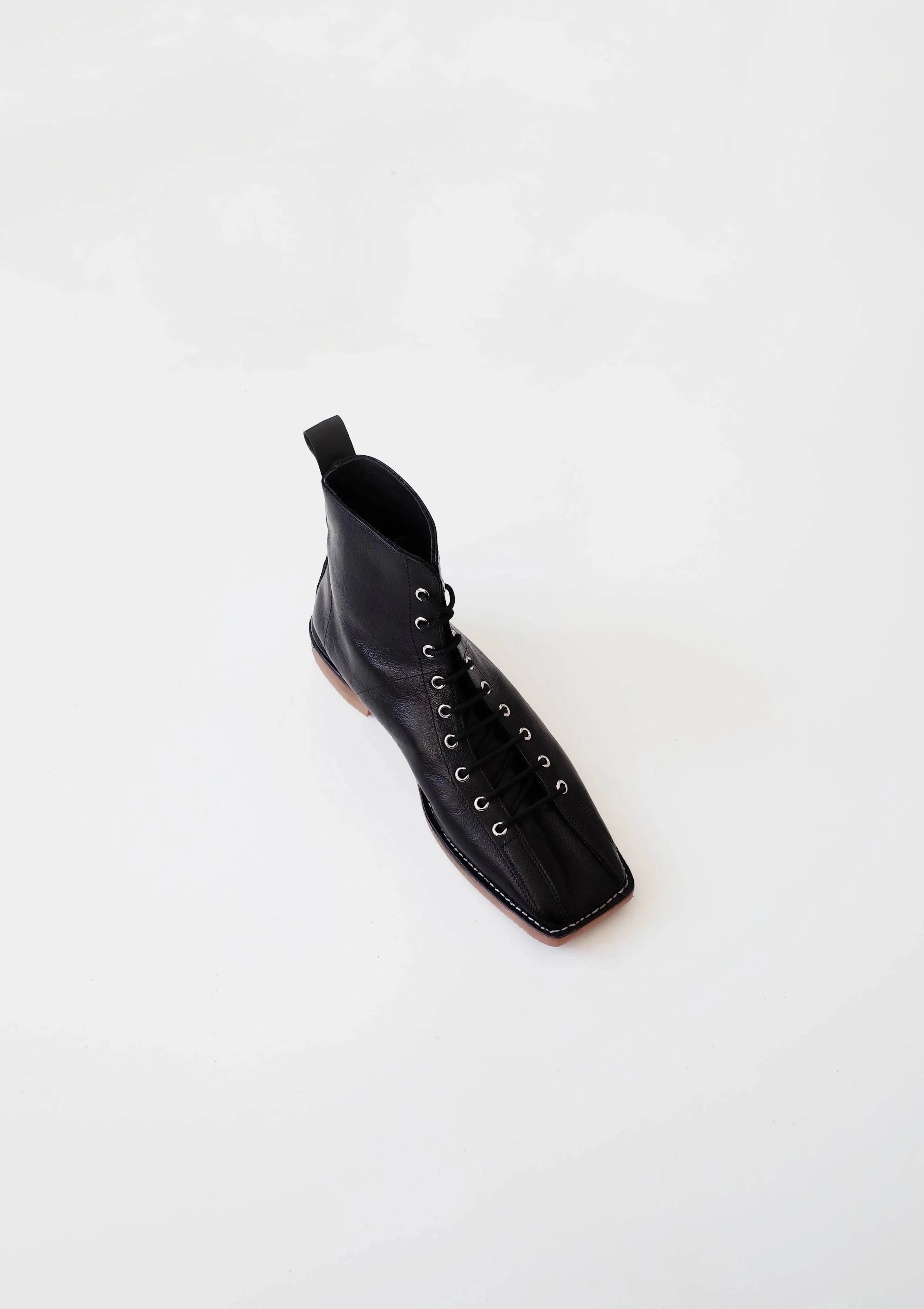 Square Toe Lace-Up Flat Boots