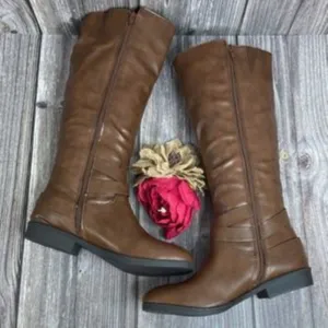 Style & Co. Madixe Brown Faux Leather Riding Boots 8