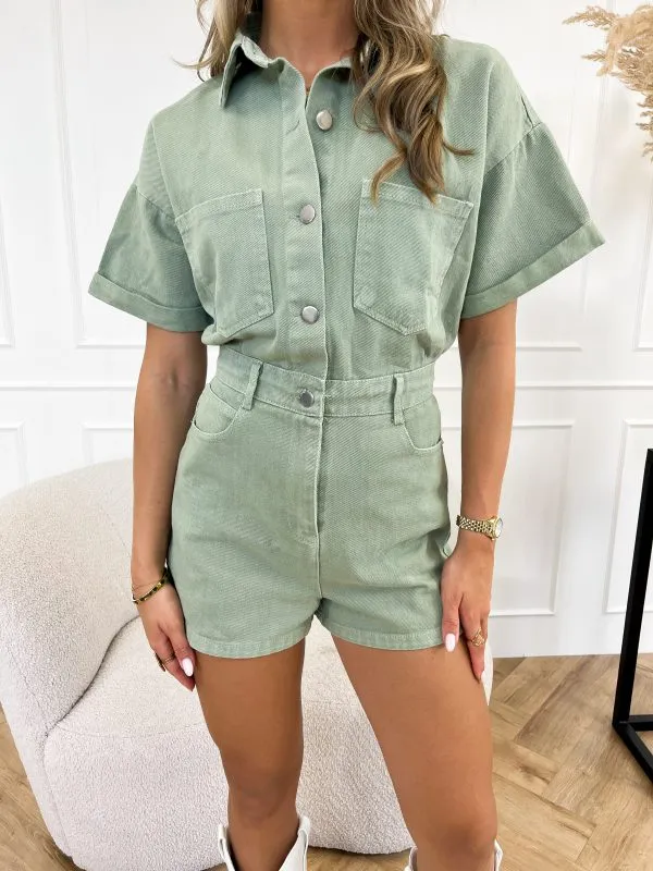 Tahlia | Short Denim Jumpsuit