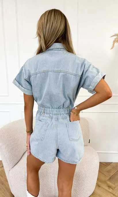 Tahlia | Short Denim Jumpsuit