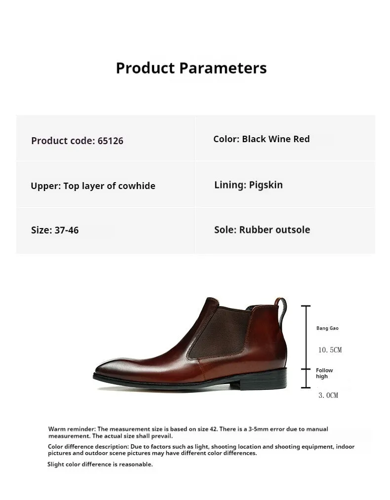 Top Layer Cowhide Men's Leather Shoes Chelsea Boots Men's Short Boots Genuine Leather England Style Winter Pointed Toe Business Formal Wear Cowhide Boots65126