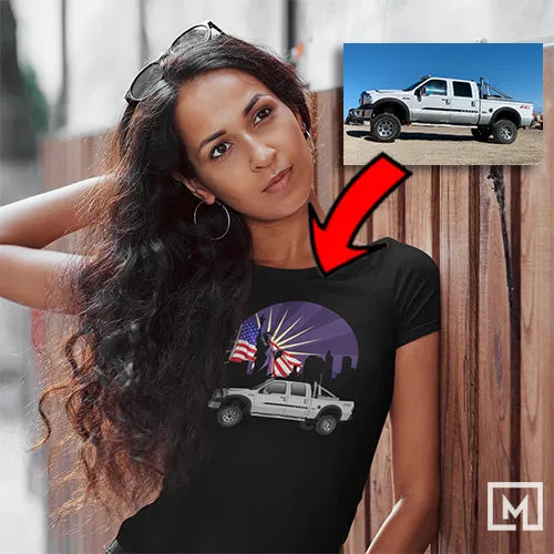 Trucks | Custom Print for Women | Fitted T-shirt