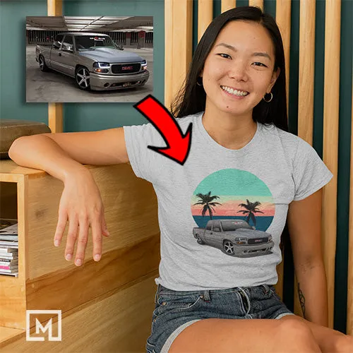 Trucks | Custom Print for Women | Fitted T-shirt