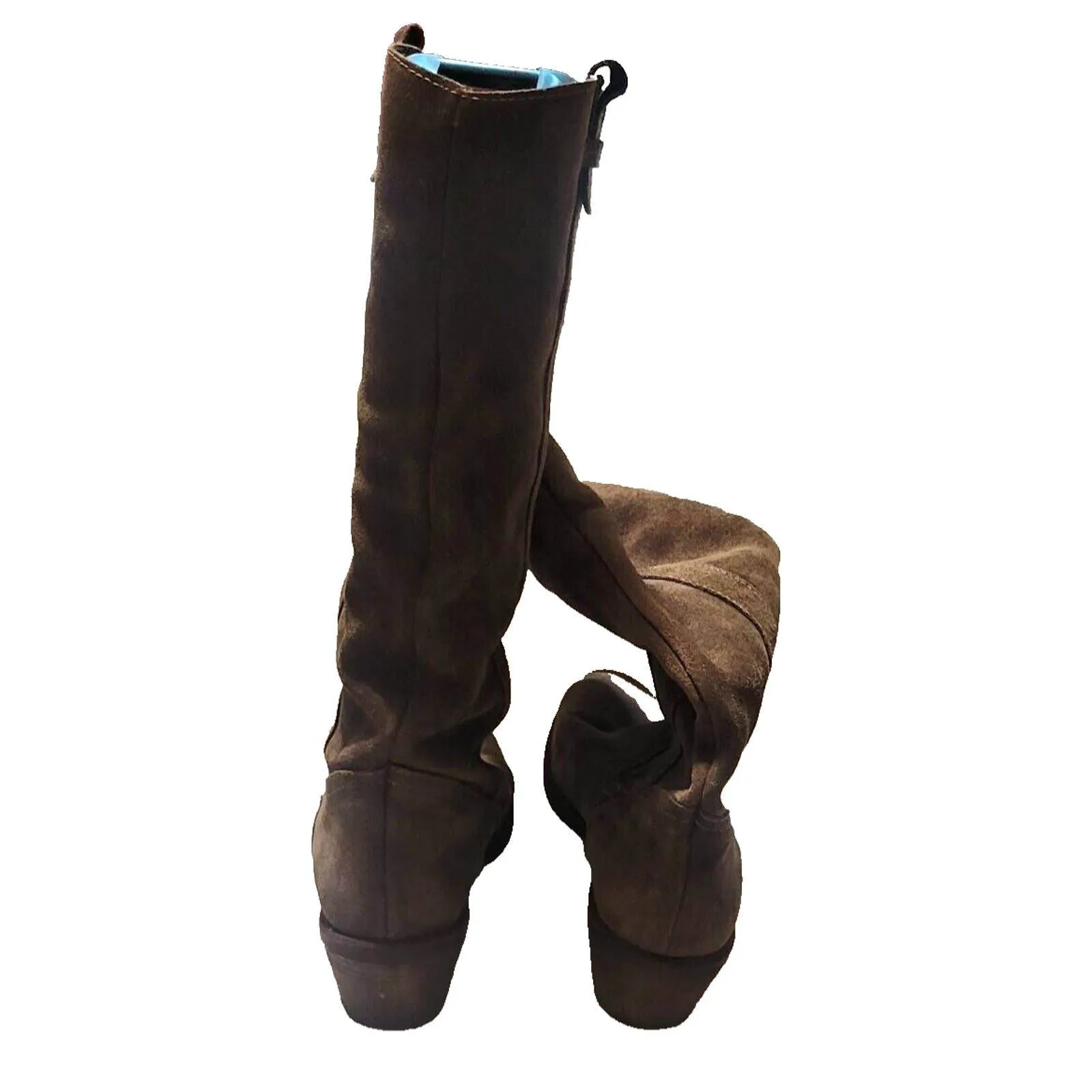(Used) Massimo Dutti Brown Suede Cowboy Women Boots Size EU 38/ US 8