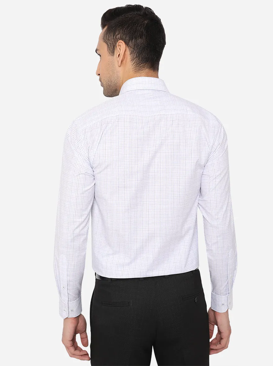 White & Blue Checked Regular Fit Formal Shirt | Greenfibre