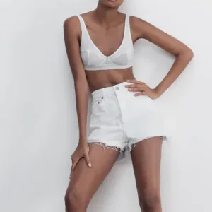 White denim shorts