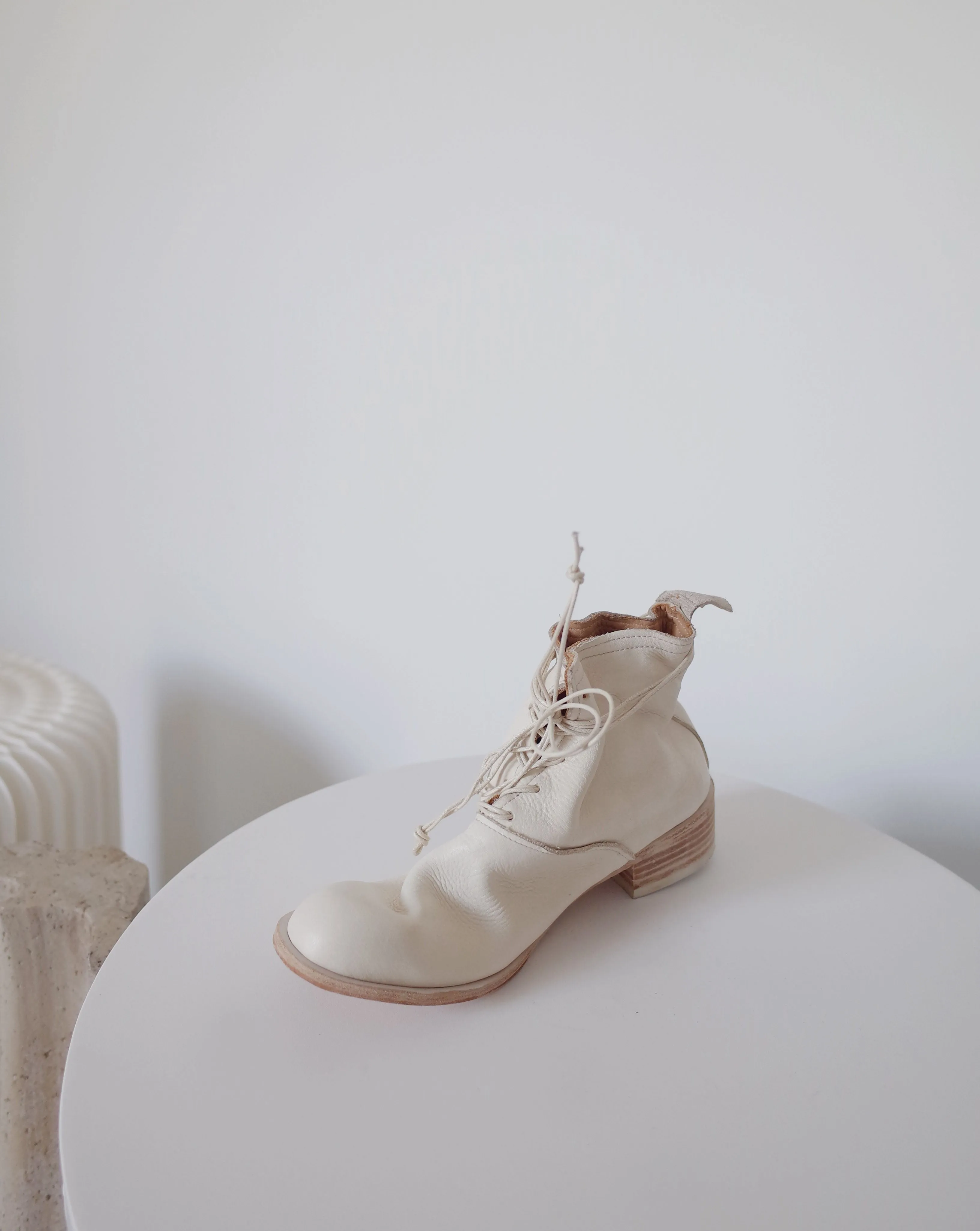 White Leather Ankle Boots