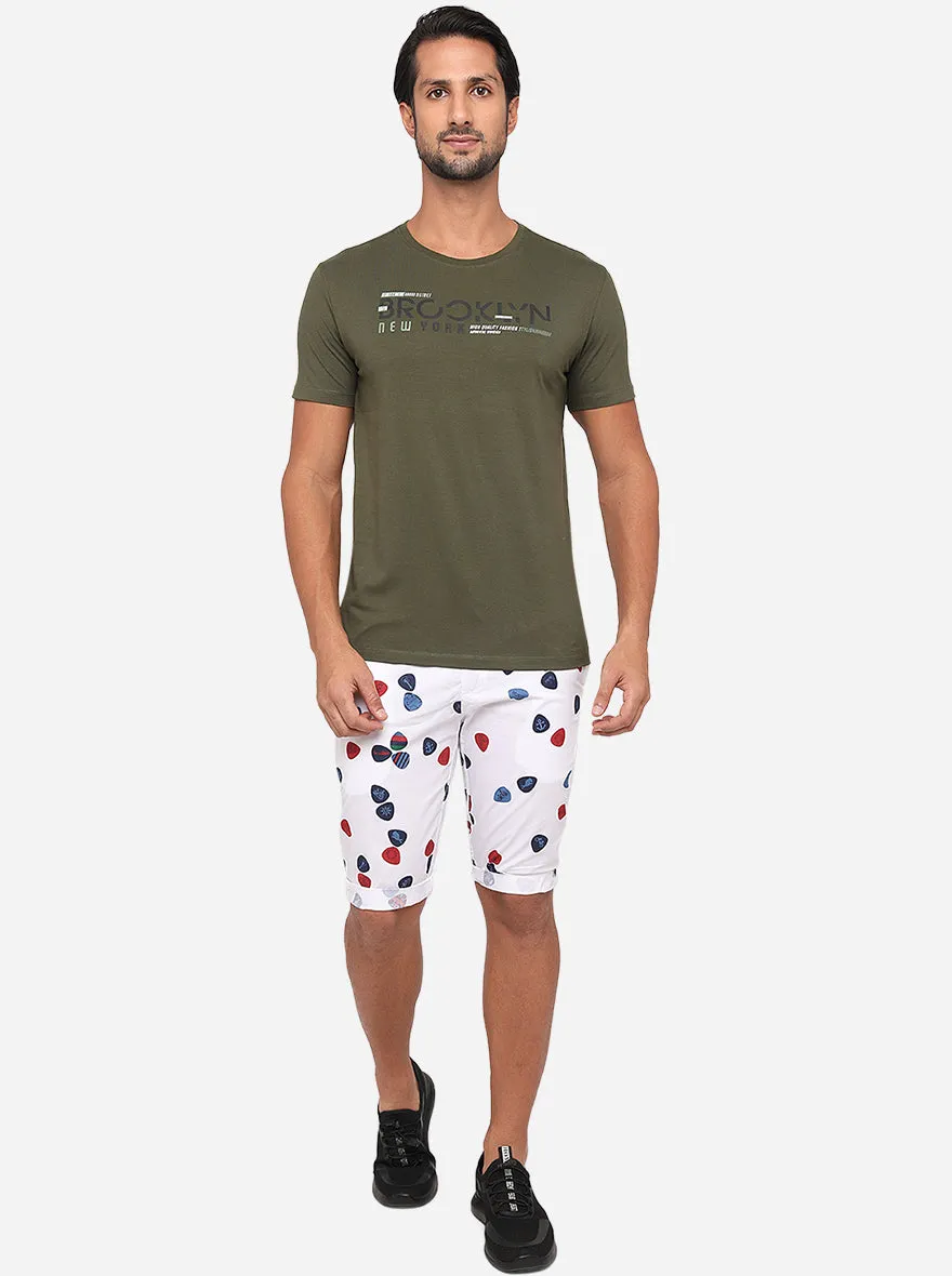 White Printed Regular Fit Capri | JadeBlue