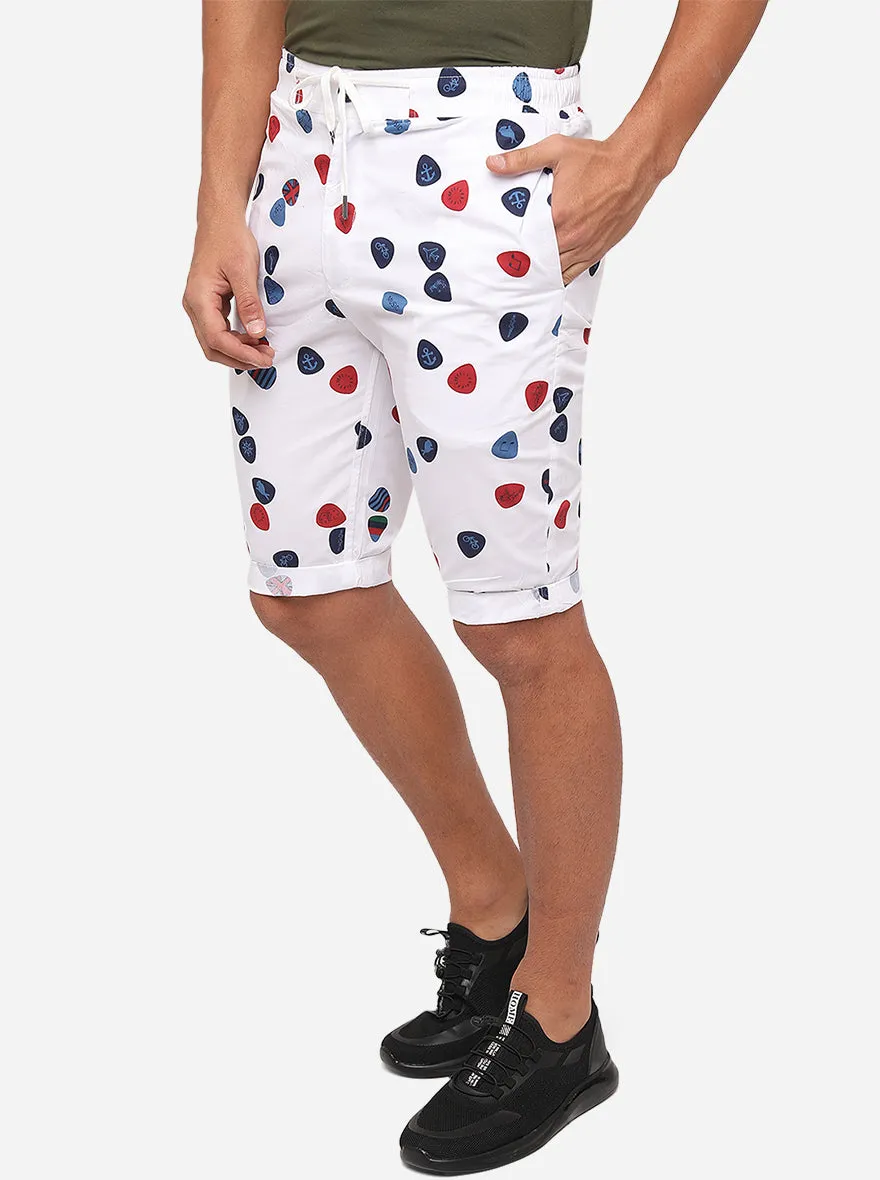 White Printed Regular Fit Capri | JadeBlue
