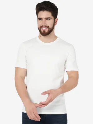 White Solid Slim Fit T-Shirt | JadeBlue