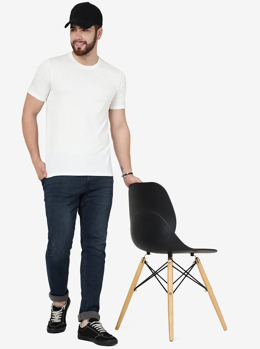 White Solid Slim Fit T-Shirt | JadeBlue