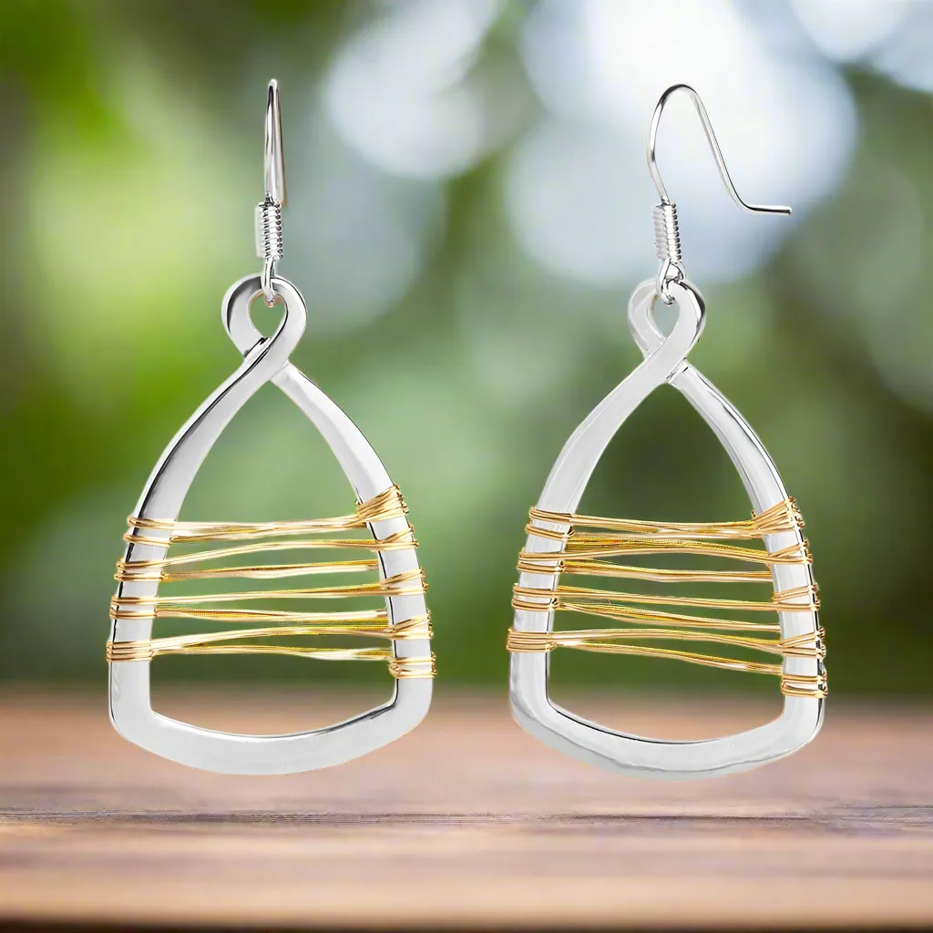 Wire Infinity Dangle Earrings - Mixed Metal