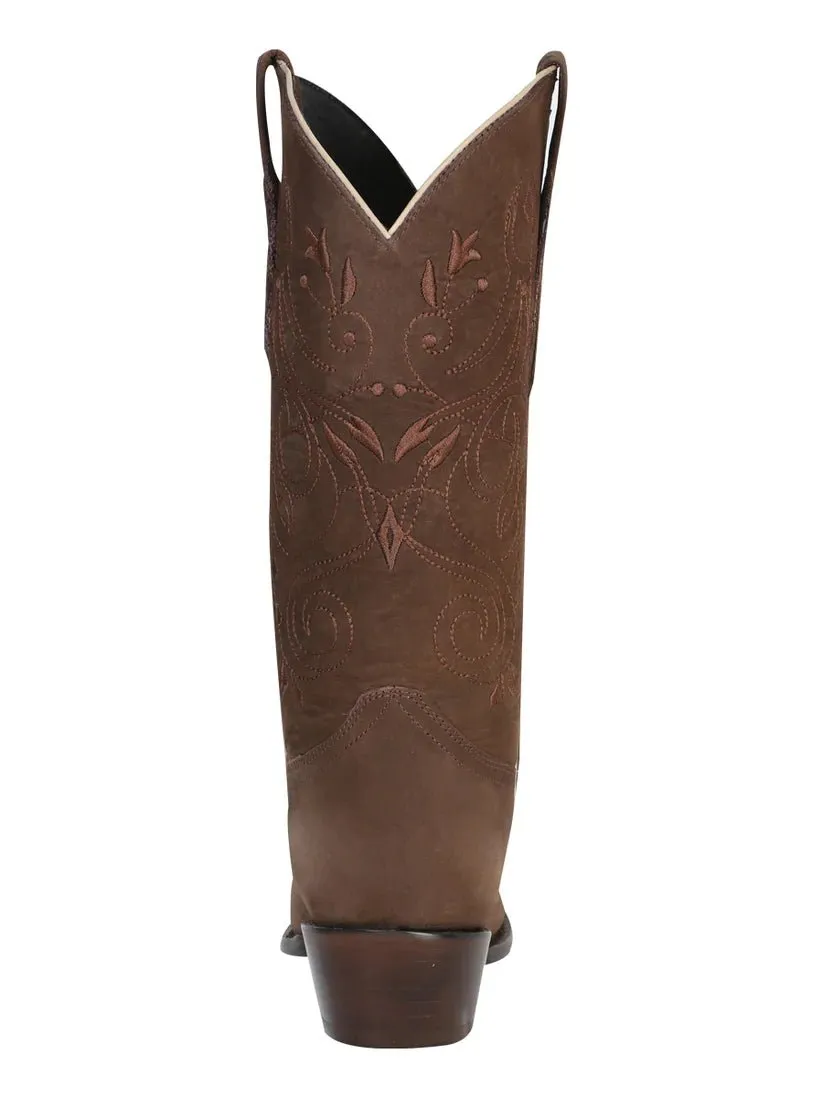 Women's Nubuck Leather Classic Retro Western Cowgirl Boots 'El General' 34513