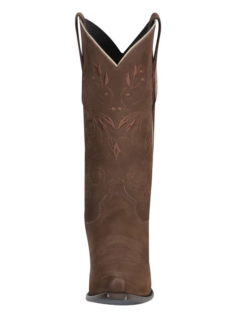 Women's Nubuck Leather Classic Retro Western Cowgirl Boots 'El General' 34513