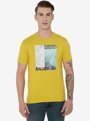Yellow Printed Slim Fit T-Shirt | JadeBlue