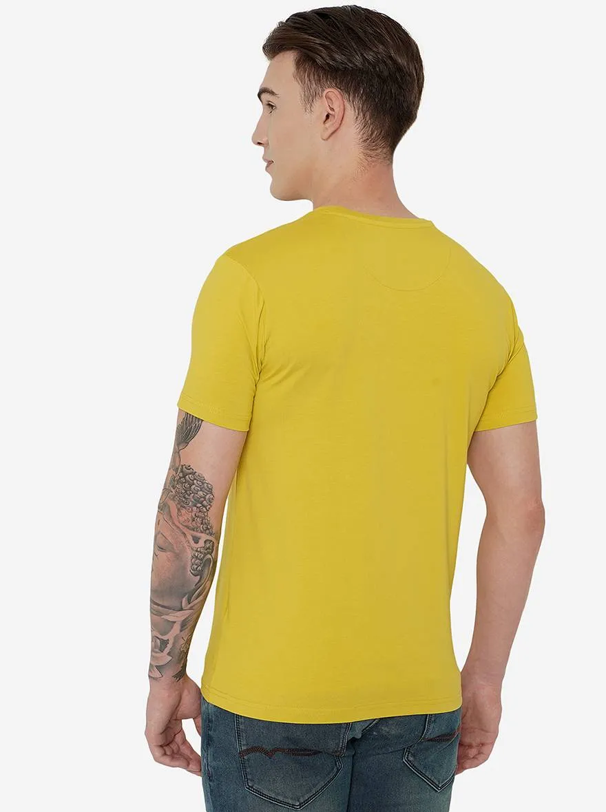 Yellow Printed Slim Fit T-Shirt | JadeBlue